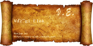 Vági Elek névjegykártya